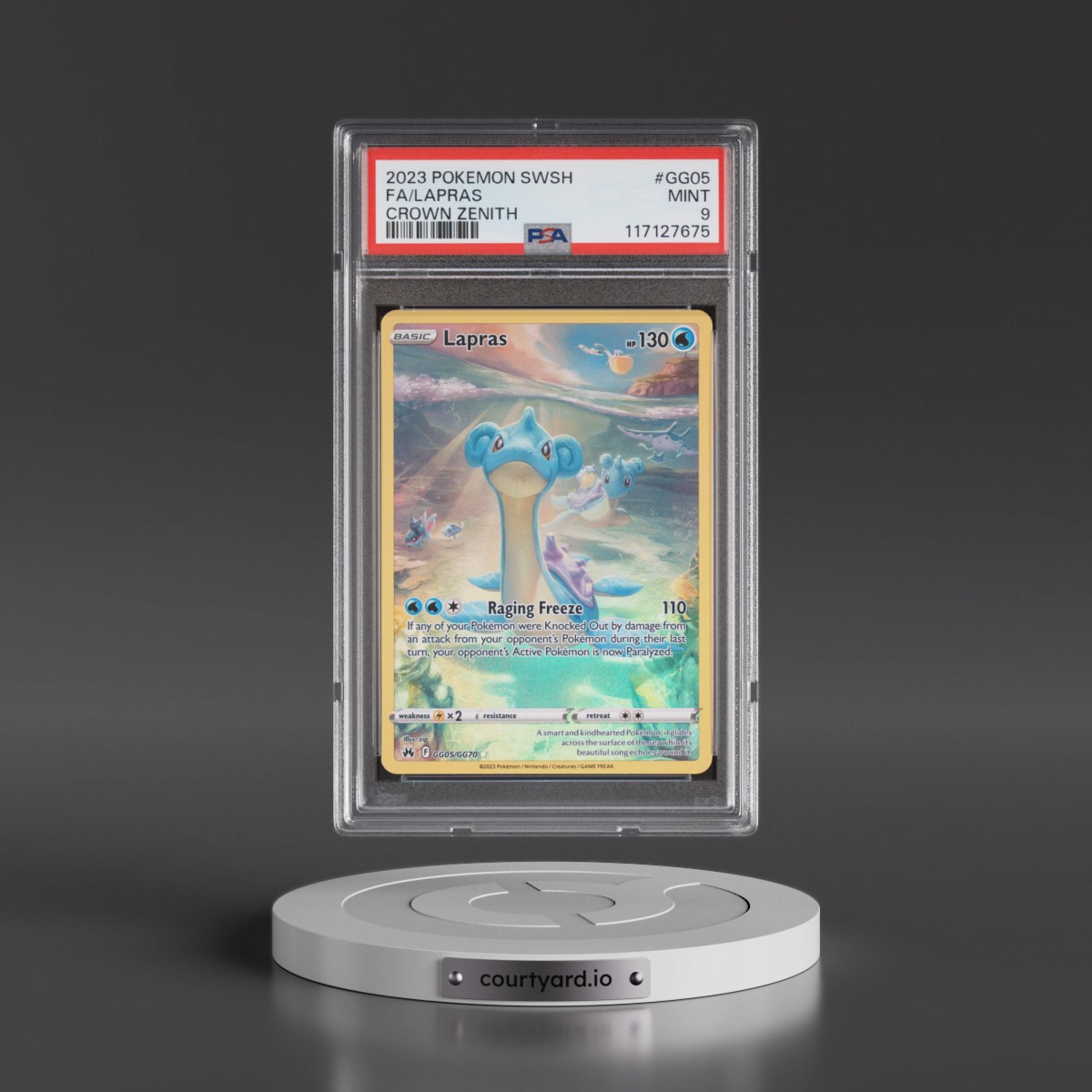 2023 Pokémon Sword and Shield Crown Zenith #GG05 Lapras - Full Art (PSA 9 MINT)