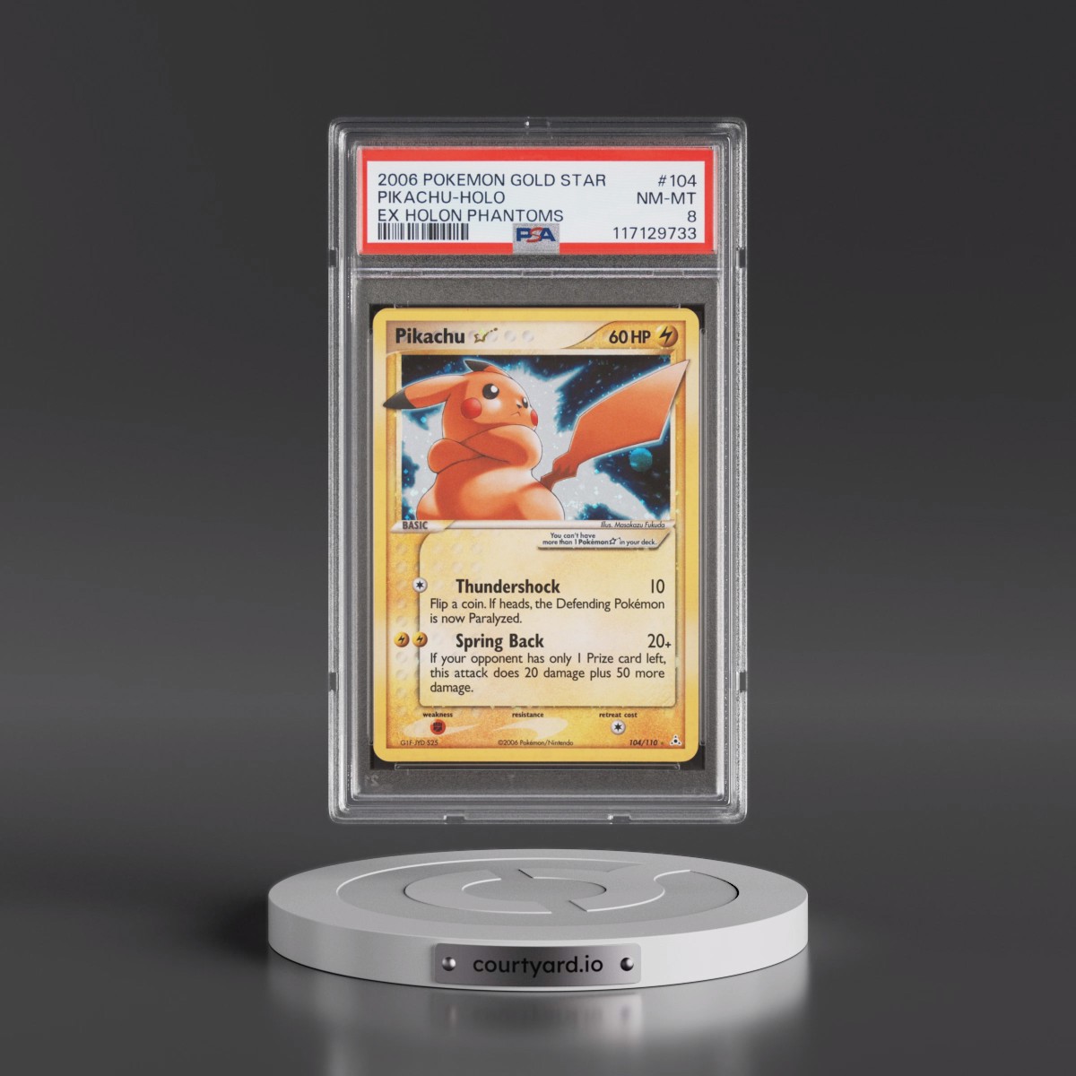 2006 Pokémon EX Holon Phantoms #104 Pikachu - Holo Gold Star (PSA 8 NM-MT)