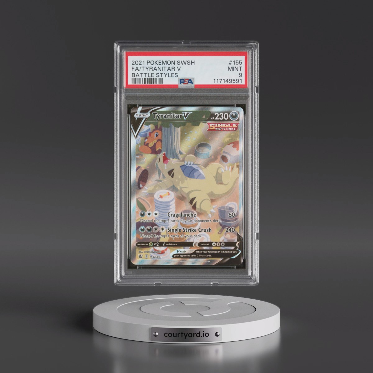 2021 Pokémon Sword & Shield Battle Styles #155 Tyranitar V - Holo Full Art (PSA 9 MINT)