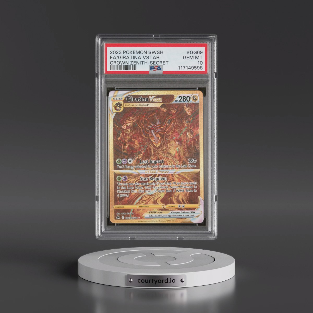 2023 Pokémon Sword and Shield Crown Zenith #GG69 Giratina Vstar - Full Art Secret (PSA 10 GEM MINT)