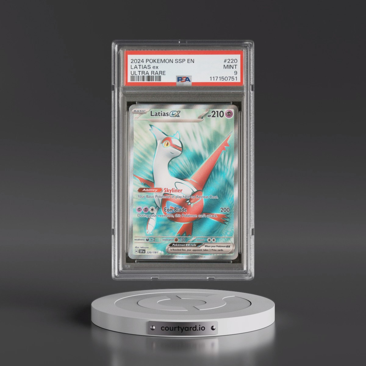 2024 Pokémon Ssp EN-Surging Sparks #220 Latias EX - Holo Ultra Rare (PSA 9 MINT)