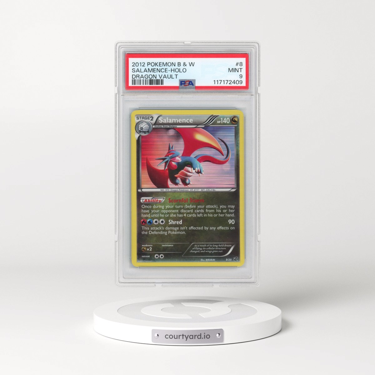2012 Pokémon Black & White Dragon Vault #8 Salamence - Holo (PSA 9 MINT)