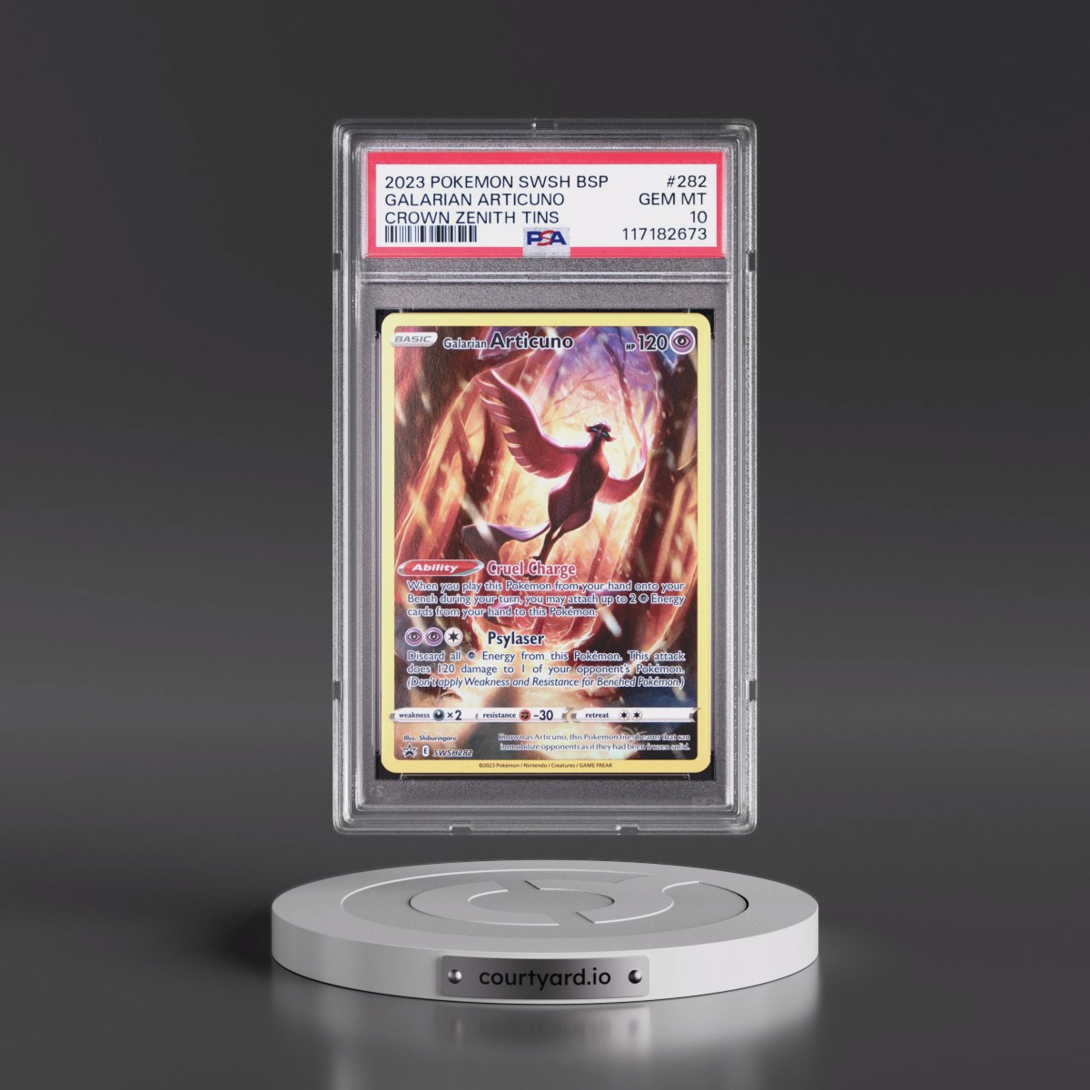 2023 Pokémon Swsh Black Star Promo #282 Galarian Articuno - Crown Zenith Tin (PSA 10 GEM MINT)