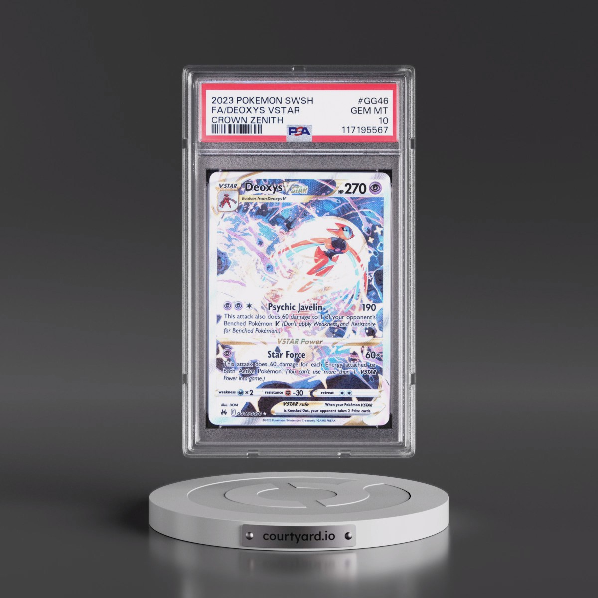 2023 Pokémon Sword and Shield Crown Zenith #GG46 Deoxys Vstar - Full Art (PSA 10 GEM MINT)