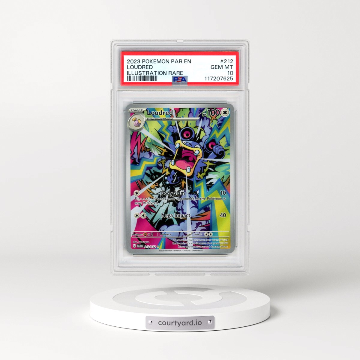 2023 Pokémon Par EN-Paradox Rift #212 Loudred - Illustration Rare (PSA 10 GEM MINT)