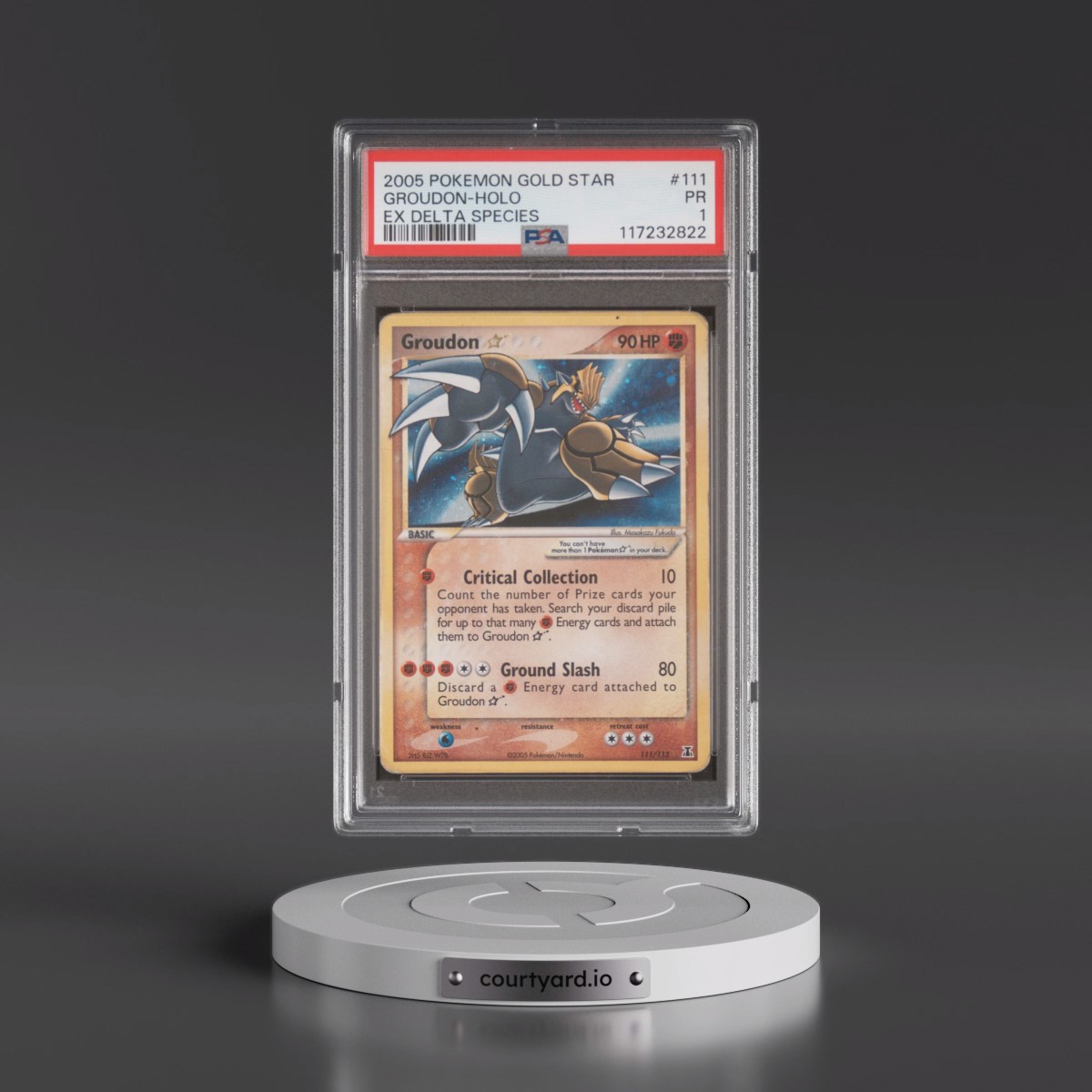 2005 Pokémon EX Delta Species #111 Groudon - Holo Gold Star (PSA 1 PR)