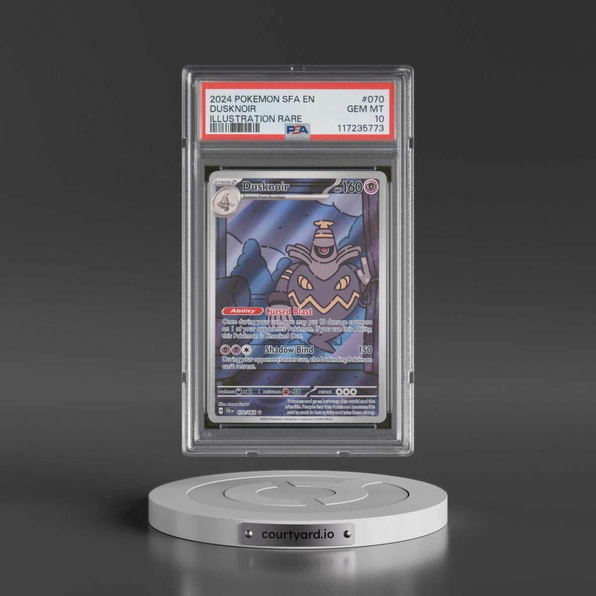 2024 Pokémon Sfa EN-Shrouded Fable #070 Dusknoir - Illustration Rare (PSA 10 GEM MINT)