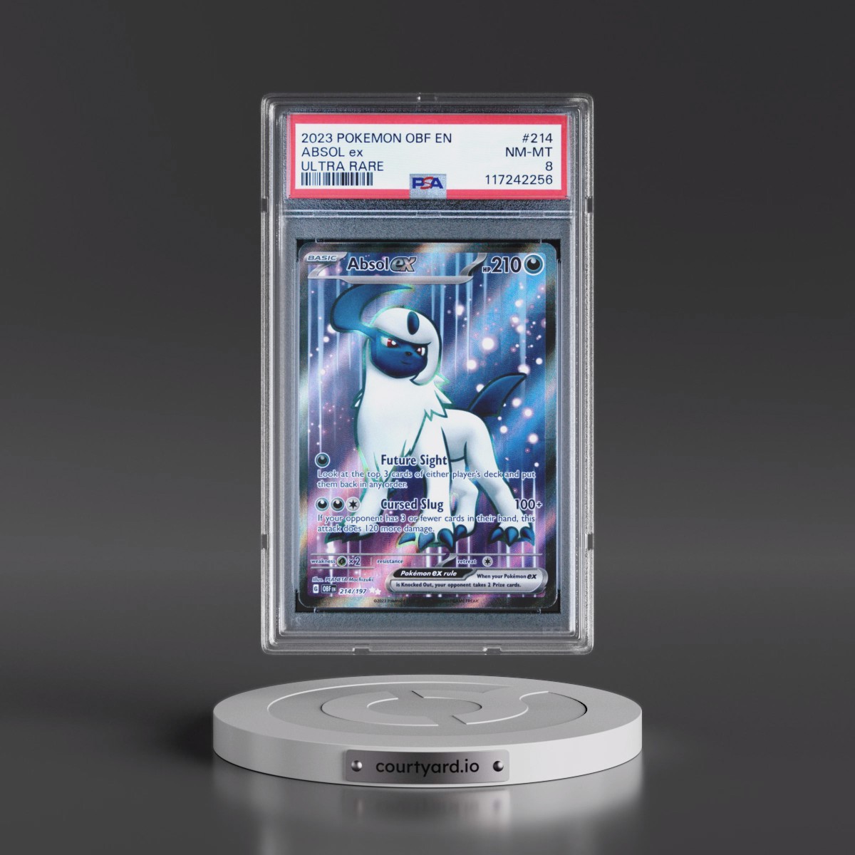 2023 Pokémon Obf EN-Obsidian Flames #214 Absol EX - Holo Ultra Rare (PSA 8 NM-MT)