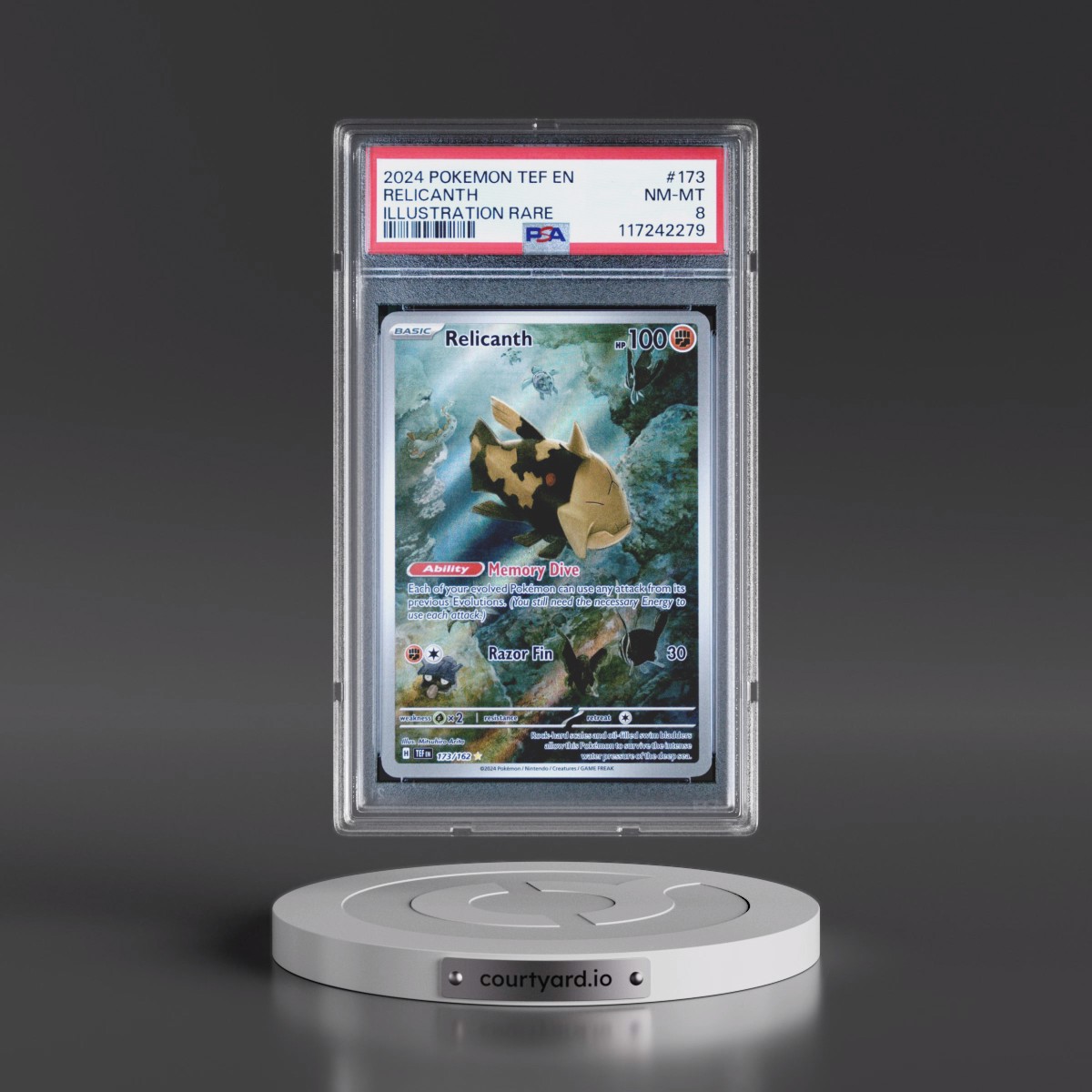 2024 Pokémon Tef EN-Temporal Forces #173 Relicanth - Illustration Rare (PSA 8 NM-MT)