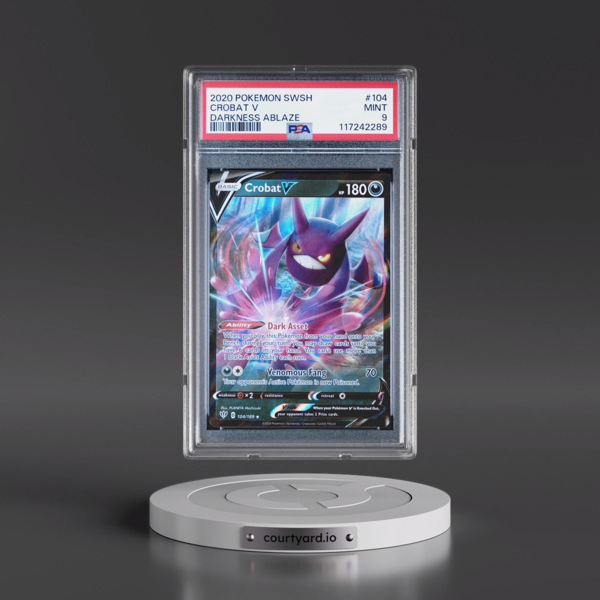 2020 Pokémon Sword & Shield Darkness Ablaze #104 Crobat V - Holo (PSA 9 MINT)