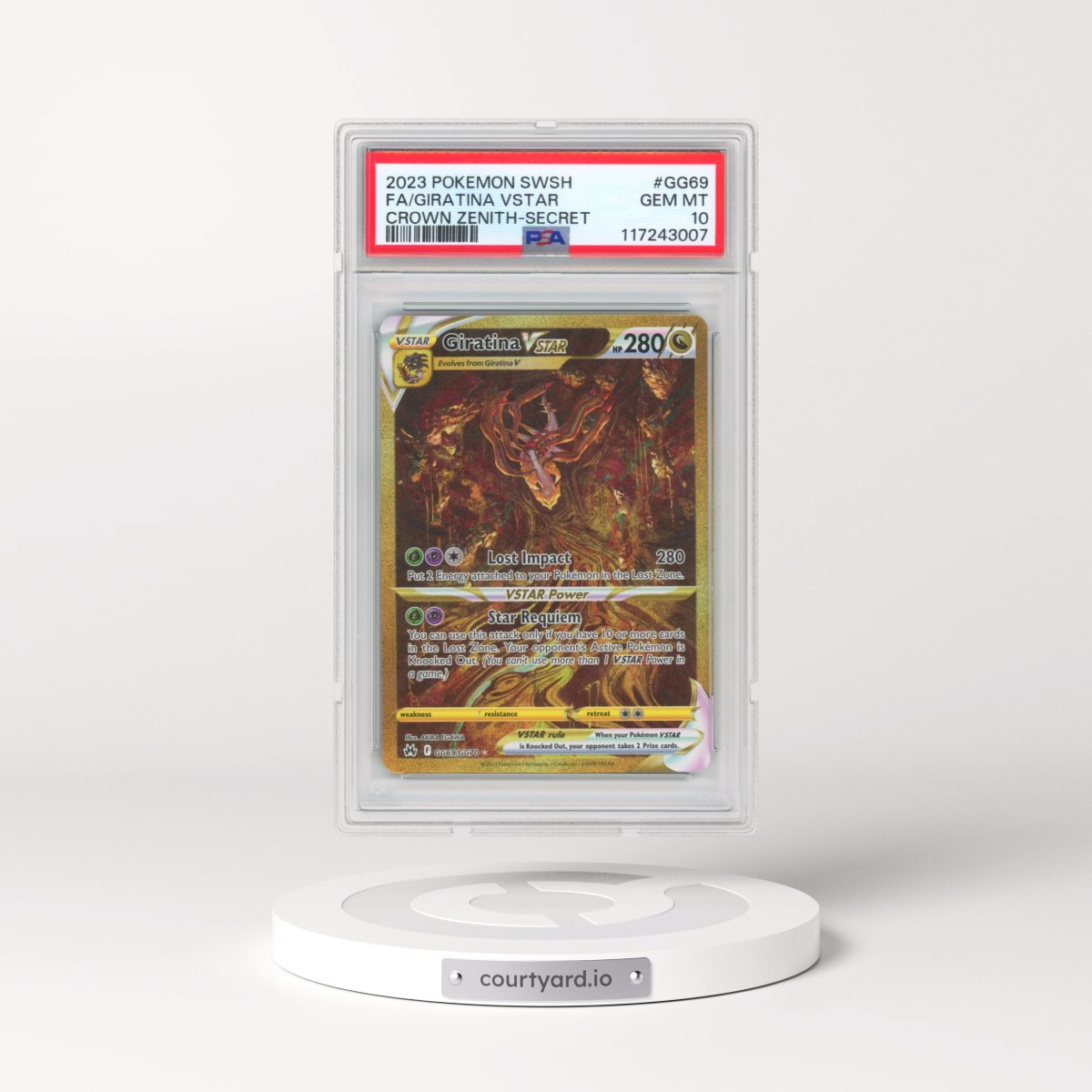 2023 Pokémon Sword and Shield Crown Zenith #GG69 Giratina Vstar - Full Art Secret (PSA 10 GEM MINT)