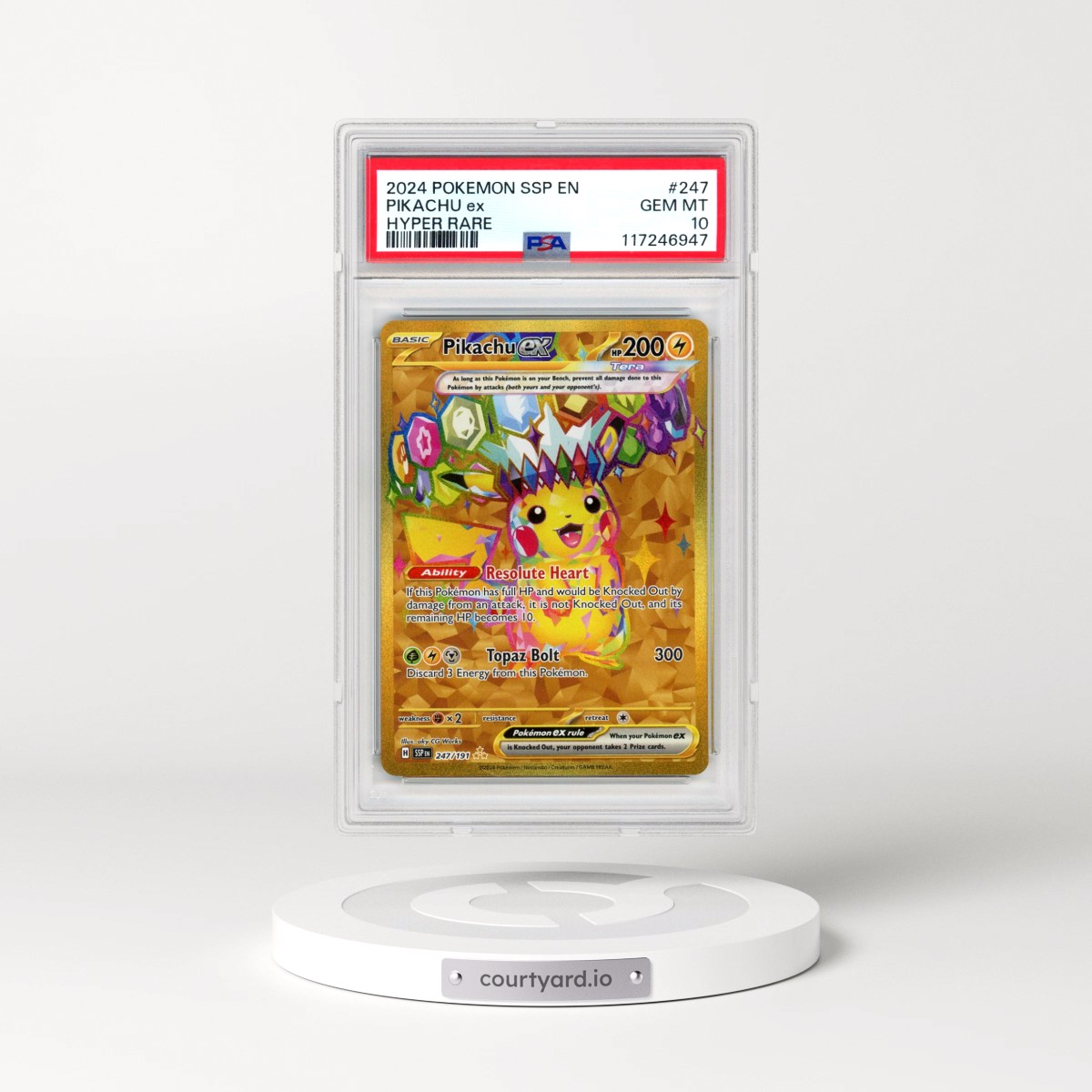 2024 Pokémon Ssp EN-Surging Sparks #247 Pikachu EX - Holo Hyper Rare (PSA 10 GEM MINT)