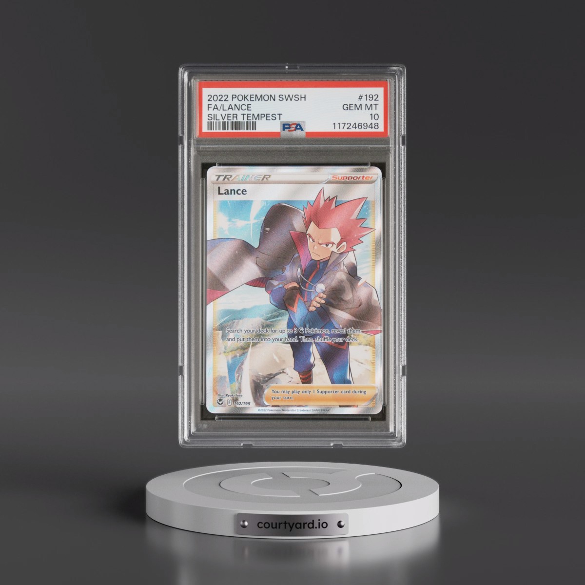 2022 Pokémon Sword & Shield Silver Tempest #192 Lance - Full Art (PSA 10 GEM MINT)