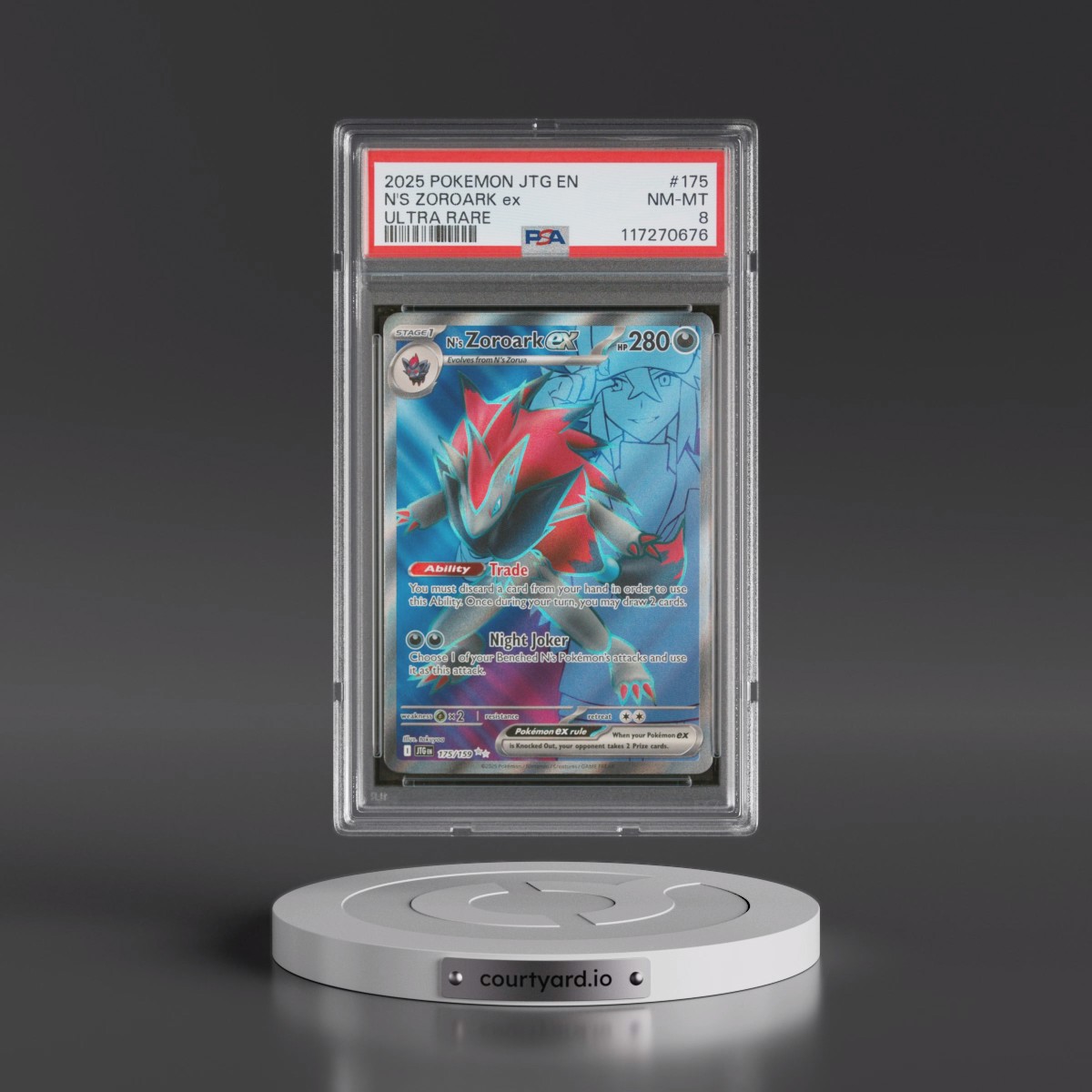 2025 Pokémon Jtg EN-Journey Together #175 N's Zoroark EX - Holo Ultra Rare (PSA 8 NM-MT)