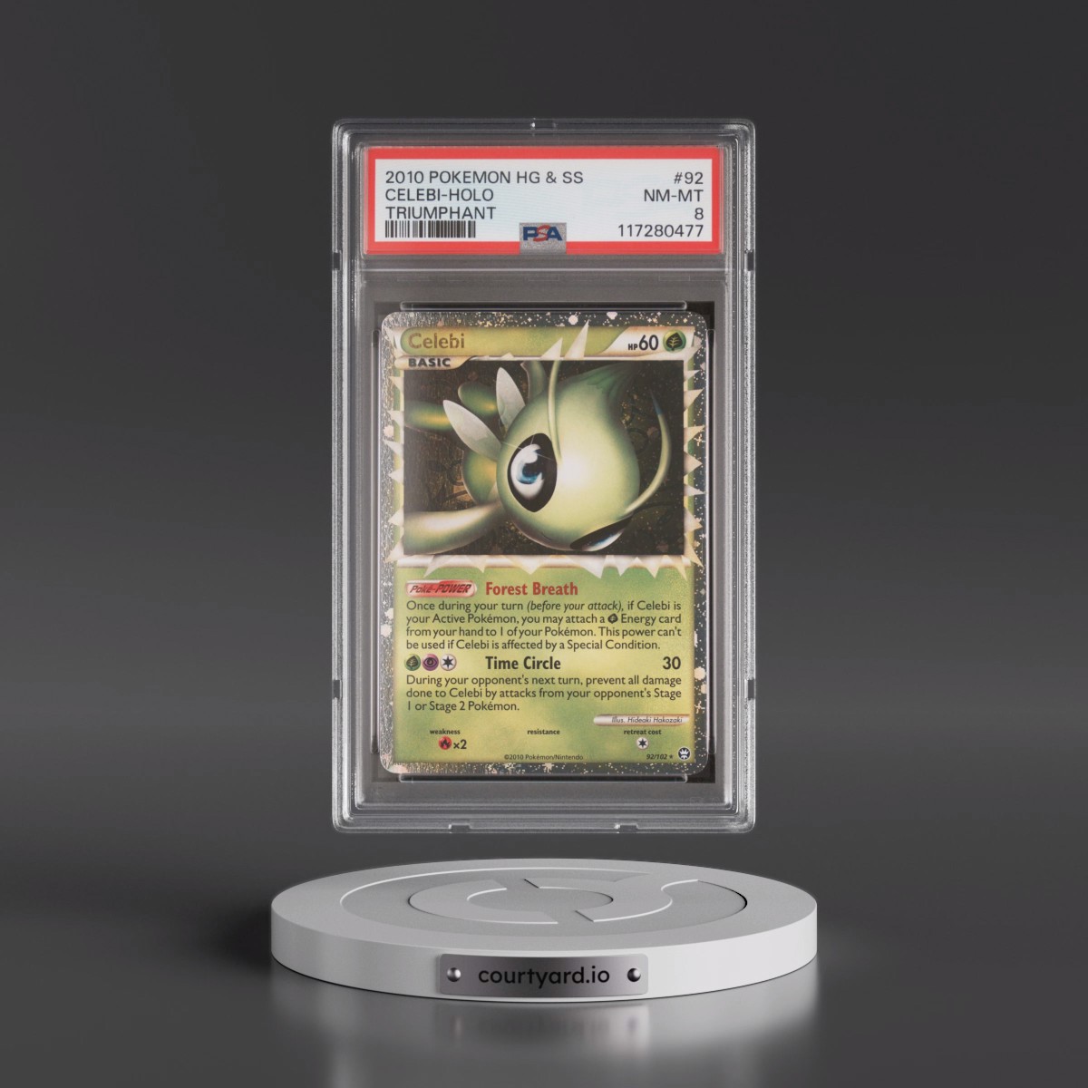 2010 Pokémon Heartgold & Soulsilver Triumphant #92 Celebi - Holo (PSA 8 NM-MT)