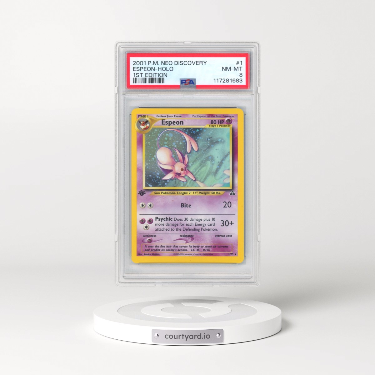 2001 Pokémon Neo Discovery #1 Espeon - 1st Edition Holo (PSA 8 NM-MT)
