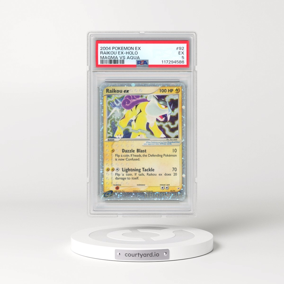 2004 Pokémon EX Team Magma VS Team Aqua #92 Raikou EX - Holo Holo (PSA 5 EX)