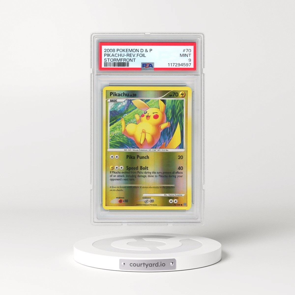 2008 Pokémon Diamond & Pearl Stormfront #70 Pikachu - Reverse Foil (PSA 9 MINT)