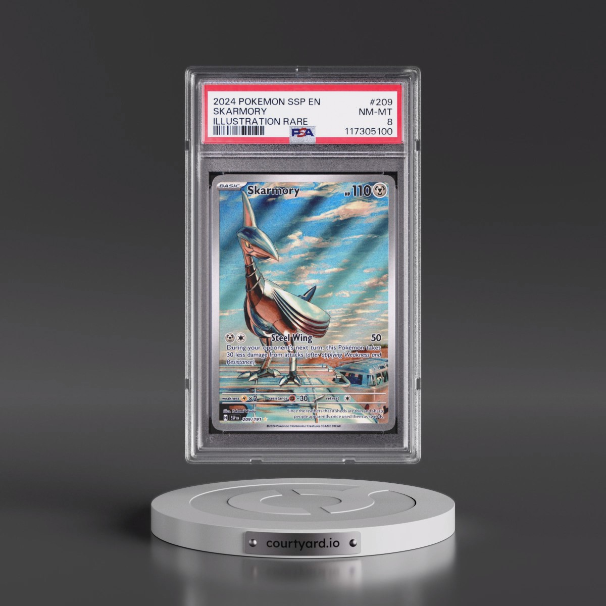 2024 Pokémon Ssp EN-Surging Sparks #209 Skarmory - Illustration Rare (PSA 8 NM-MT)