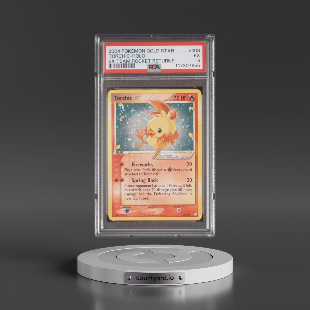 2004 Pokémon EX Team Rocket Returns #108 Torchic - Holo Gold Star (PSA 5 EX)