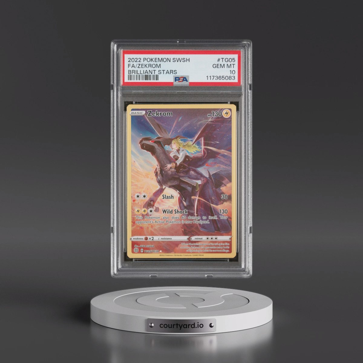 2022 Pokémon Sword & Shield Brilliant Stars #TG05 Zekrom - Full Art (PSA 10 GEM MINT)