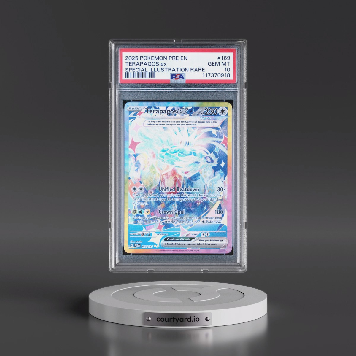 2025 Pokémon Pre EN-Prismatic Evolutions #169 Terapagos EX - Holo Special Illustration Rare (PSA 10 GEM MINT)