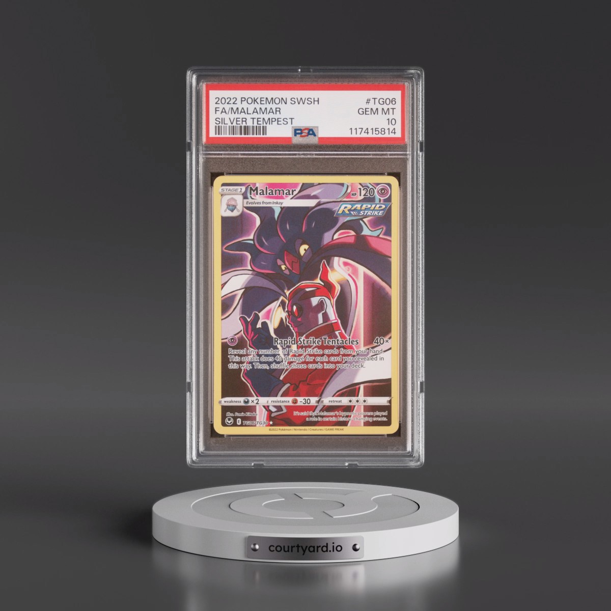 2022 Pokémon Sword & Shield Silver Tempest #TG06 Malamar - Full Art (PSA 10 GEM MINT)