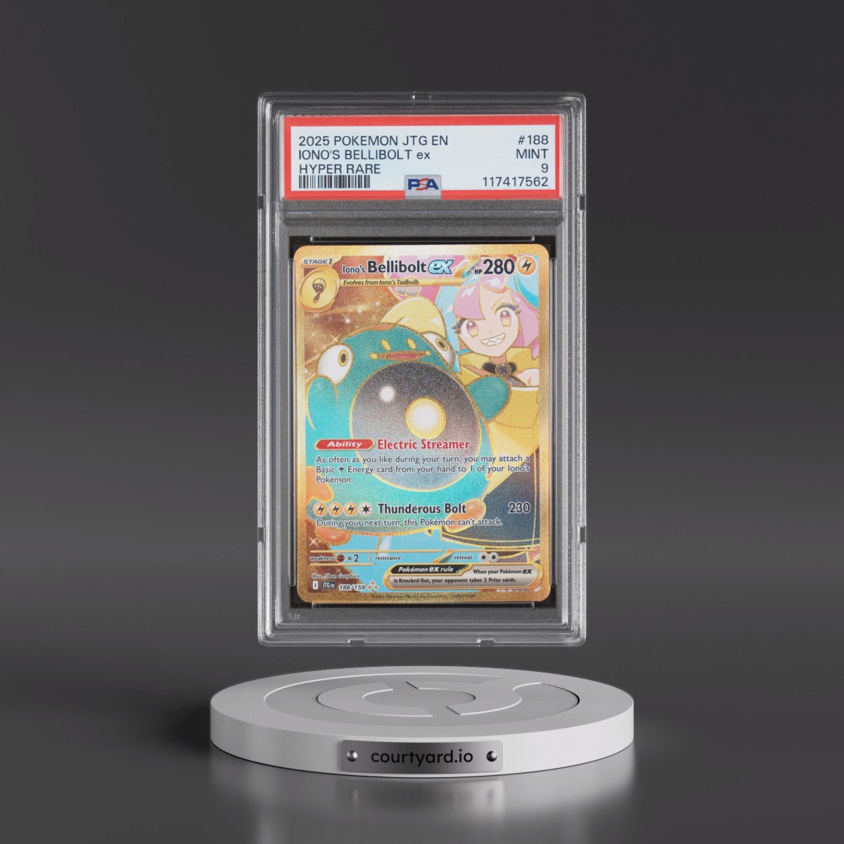 2025 Pokémon Jtg EN-Journey Together #188 Iono's Bellibolt EX - Holo Hyper Rare (PSA 9 MINT)