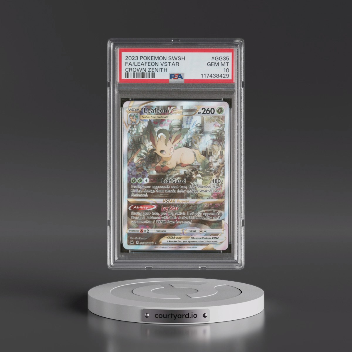 2023 Pokémon Sword and Shield Crown Zenith #GG35 Leafeon Vstar - Full Art (PSA 10 GEM MINT)