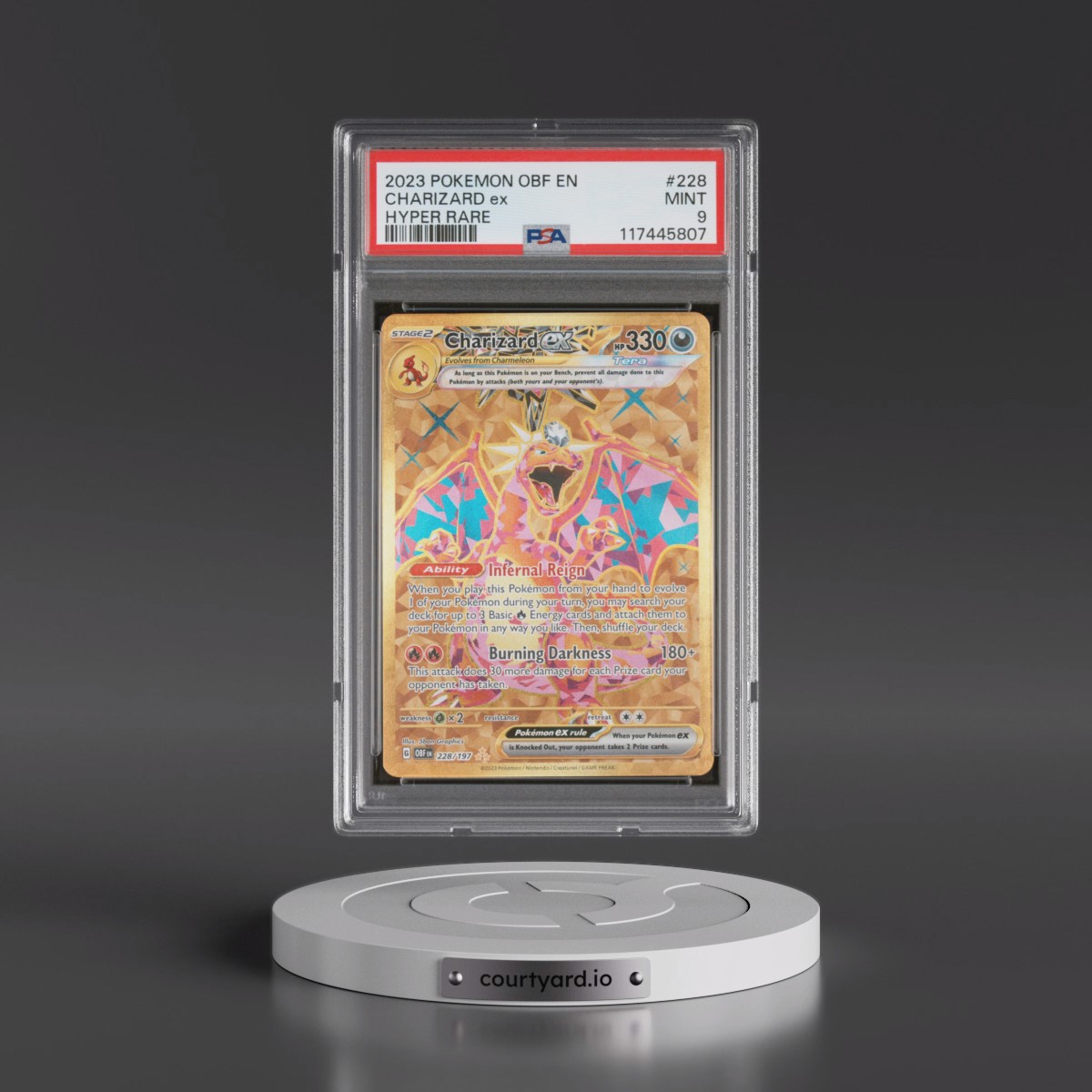 2023 Pokémon Obf EN-Obsidian Flames #228 Charizard EX - Holo Hyper Rare (PSA 9 MINT)