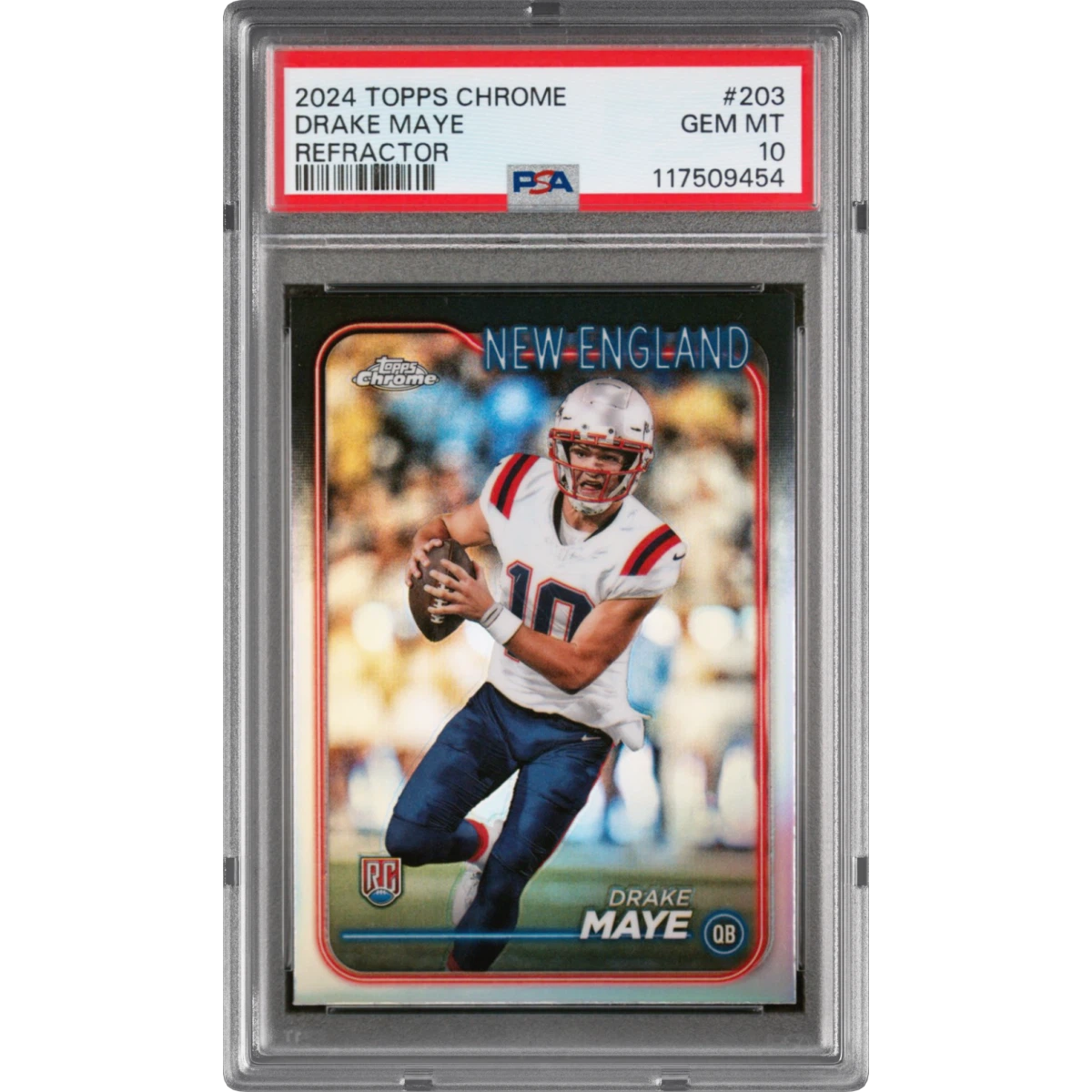 2024 Topps Chrome #203 Drake Maye - Refractor (PSA 10 GEM MINT)
