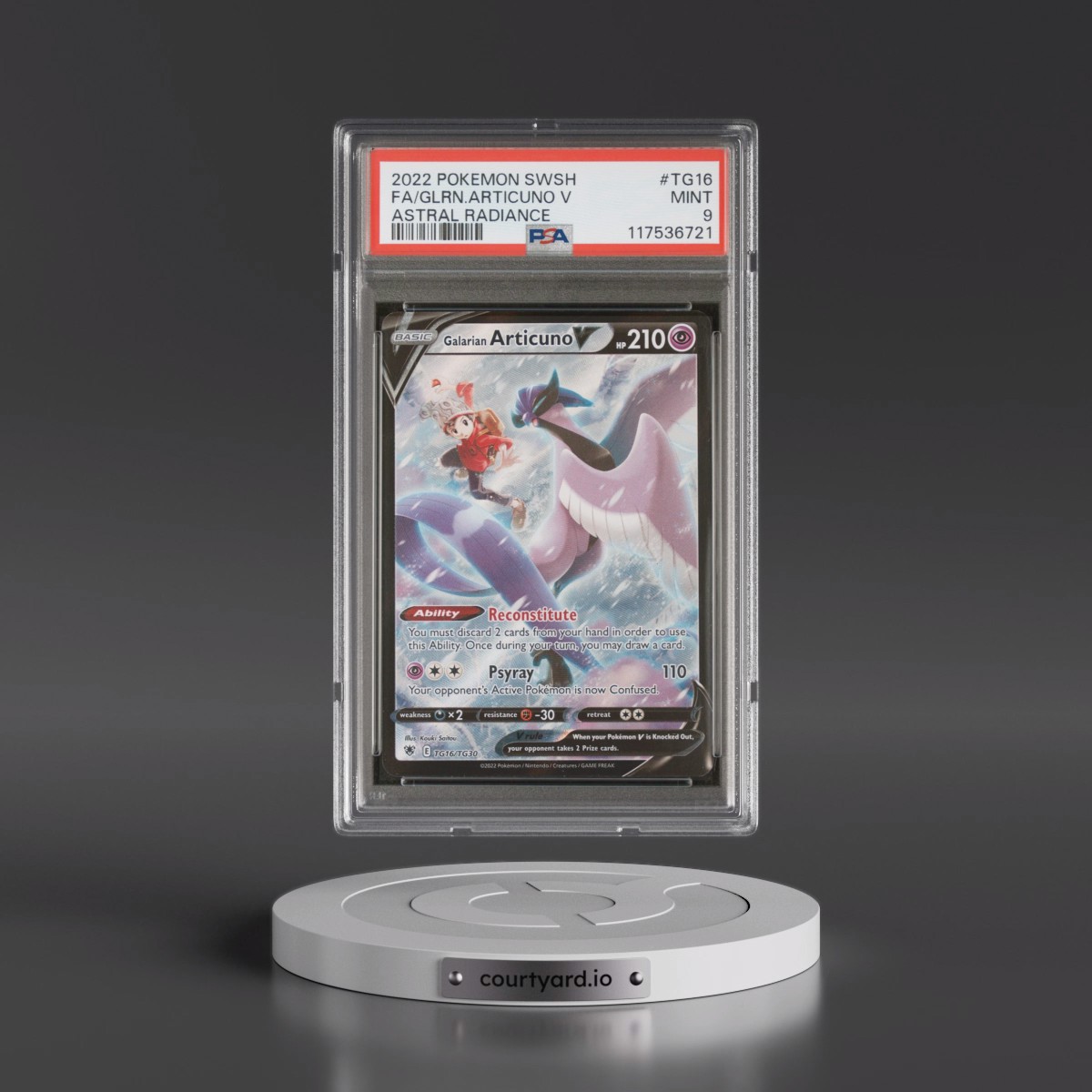 2022 Pokémon Sword & Shield Astral Radiance #TG16 Galarian Articuno V - Holo Full Art (PSA 9 MINT)