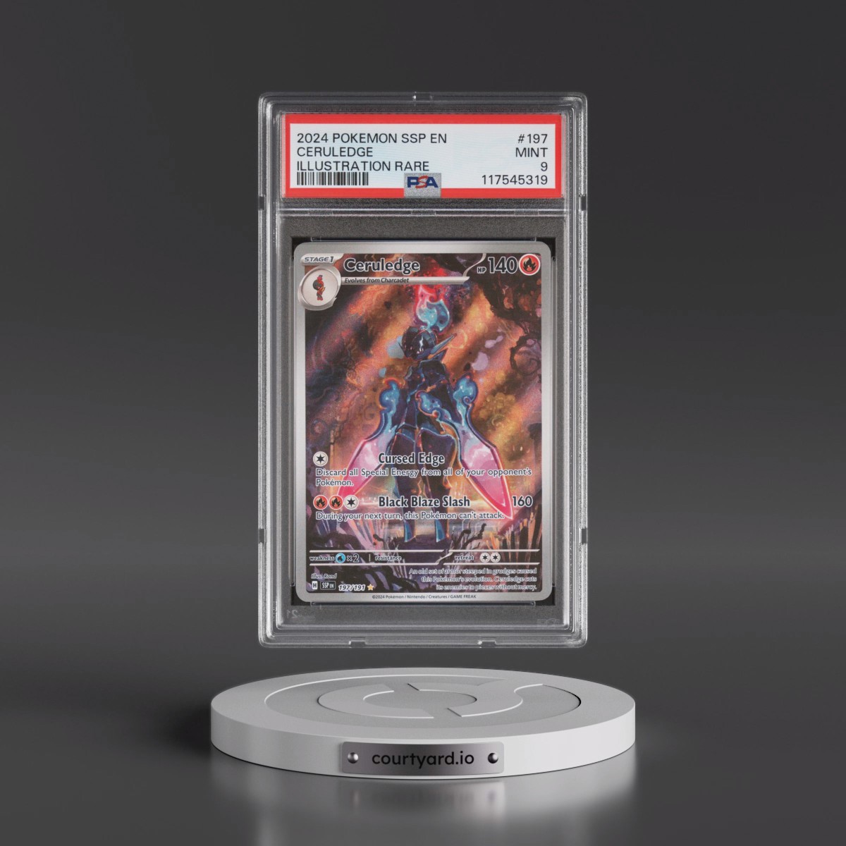 2024 Pokémon Ssp EN-Surging Sparks #197 Ceruledge - Illustration Rare (PSA 9 MINT)
