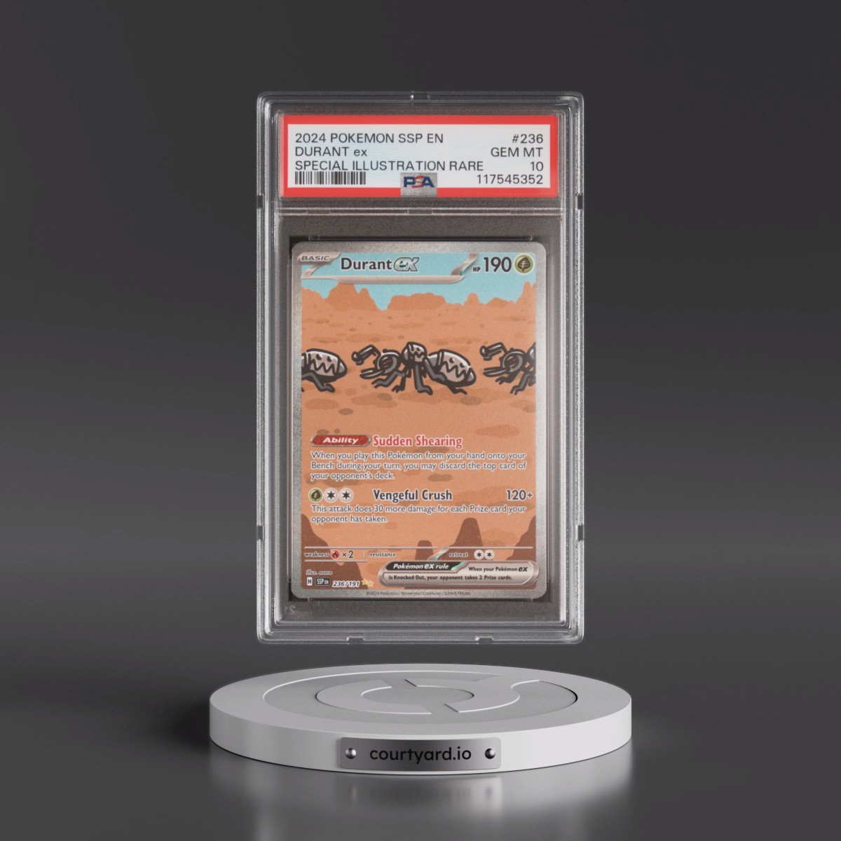 2024 Pokémon Ssp EN-Surging Sparks #236 Durant EX - Holo Special Illustration Rare (PSA 10 GEM MINT)