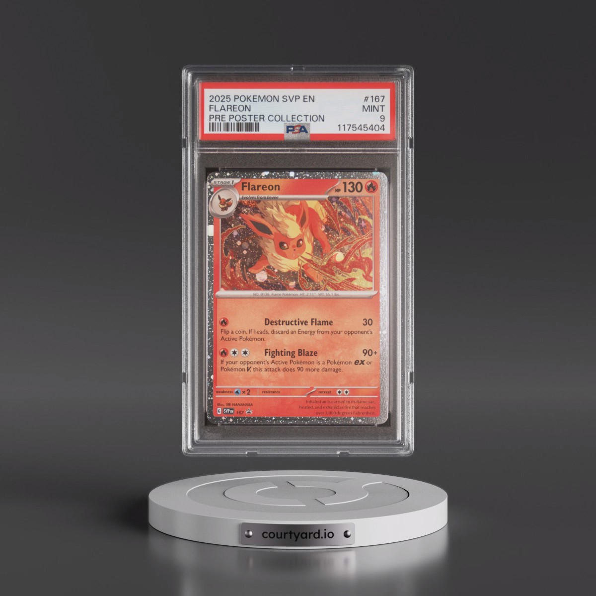 2025 Pokémon Svp EN-SV Black Star Promo #167 Flareon - Prismatic Evolutions Poster Collection (PSA 9 MINT)