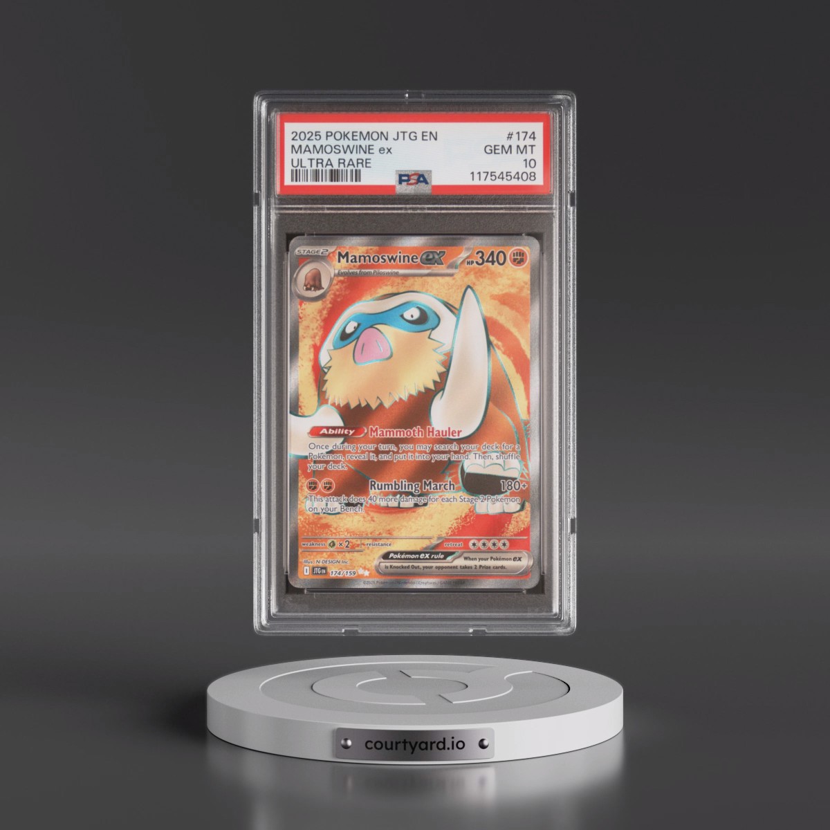 2025 Pokémon Jtg EN-Journey Together #174 Mamoswine EX - Holo Ultra Rare (PSA 10 GEM MINT)
