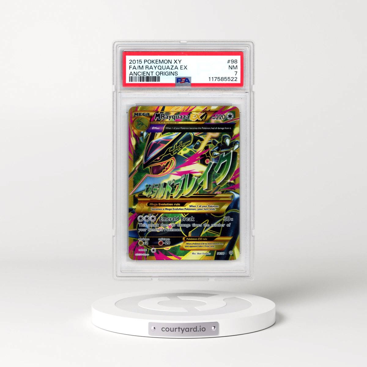 2015 Pokémon XY Ancient Origins #98 M Rayquaza EX - Holo Full Art (PSA 7 NM)