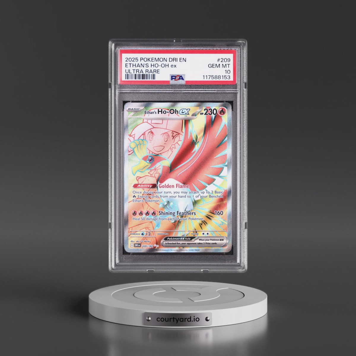 2025 Pokémon Dri EN-Destined Rivals #209 Ethan's HO-Oh EX - Holo Ultra Rare (PSA 10 GEM MINT)