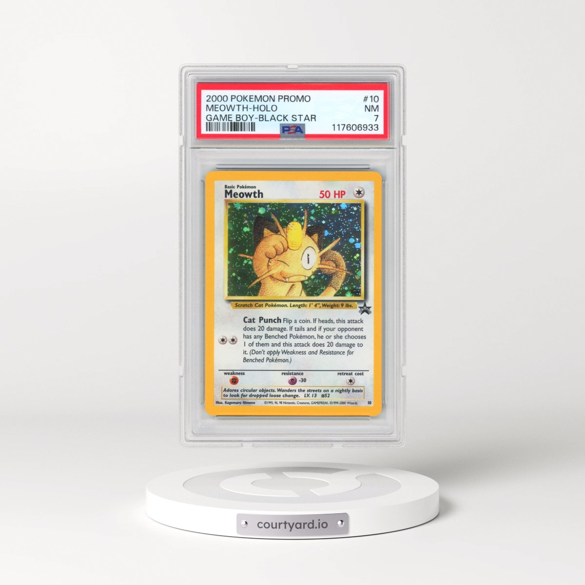2000 Pokémon Promo Black Star #10 Meowth - Holo Game Boy (PSA 7 NM)