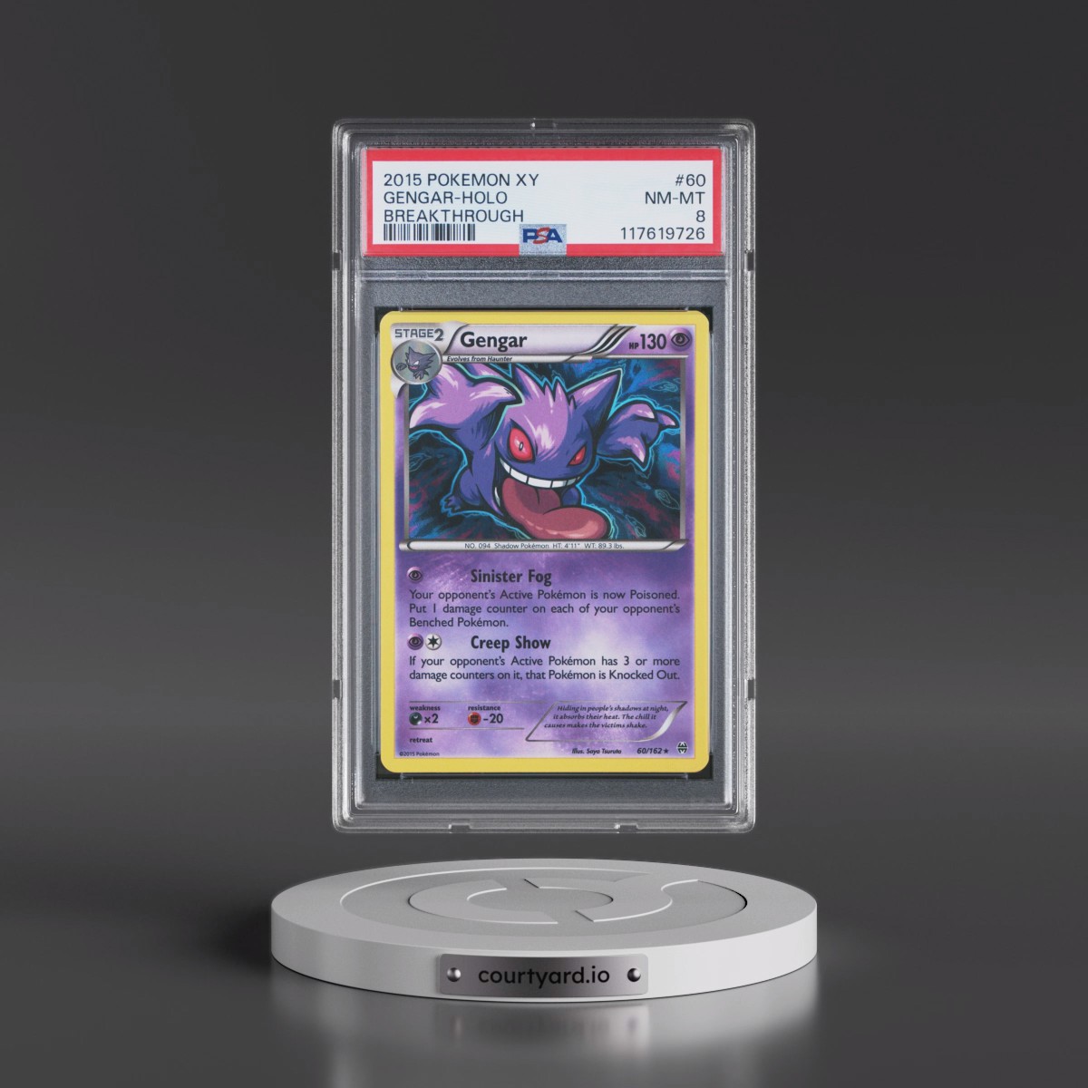 2015 Pokémon XY Breakthrough #60 Gengar - Holo (PSA 8 NM-MT)
