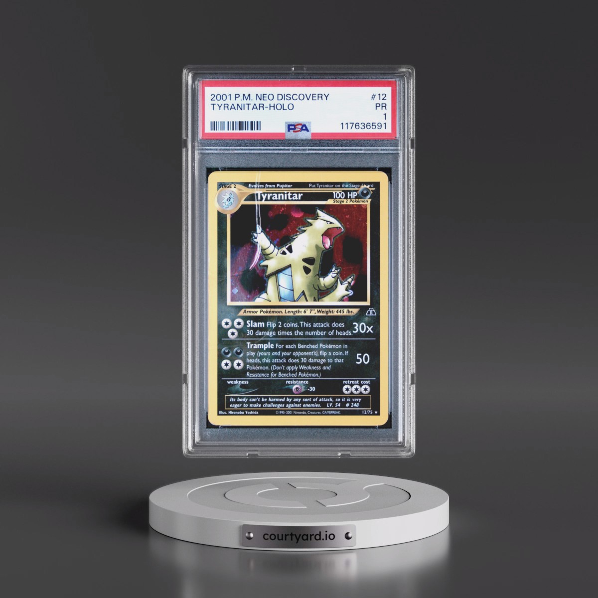2001 Pokémon Neo Discovery #12 Tyranitar - Holo (PSA 1 PR)