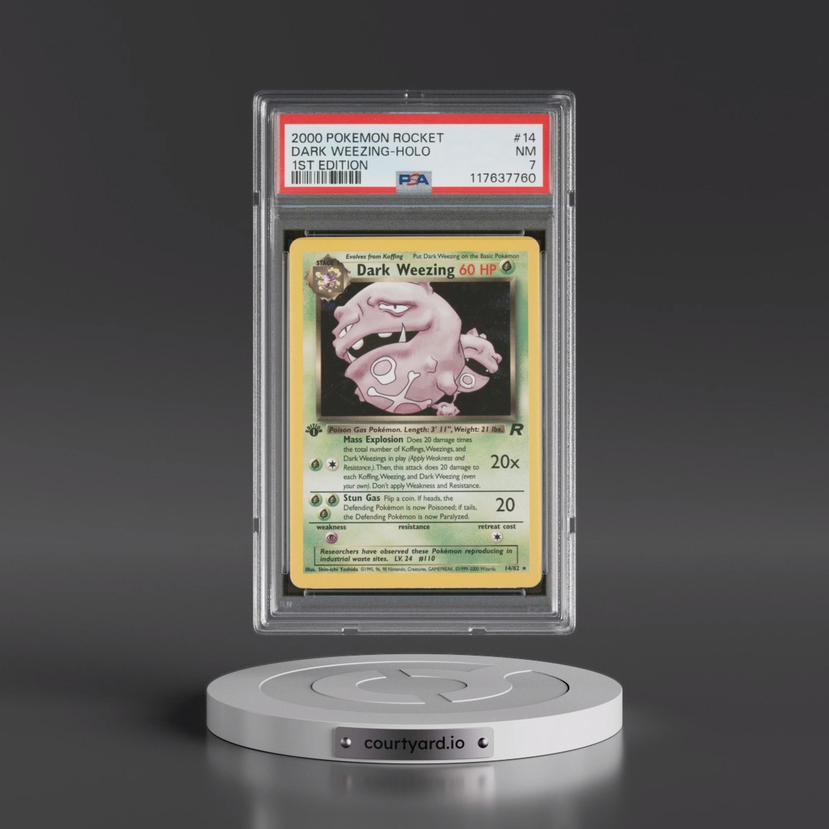 2000 Pokémon Rocket #14 Dark Weezing - 1st Edition Holo (PSA 7 NM)