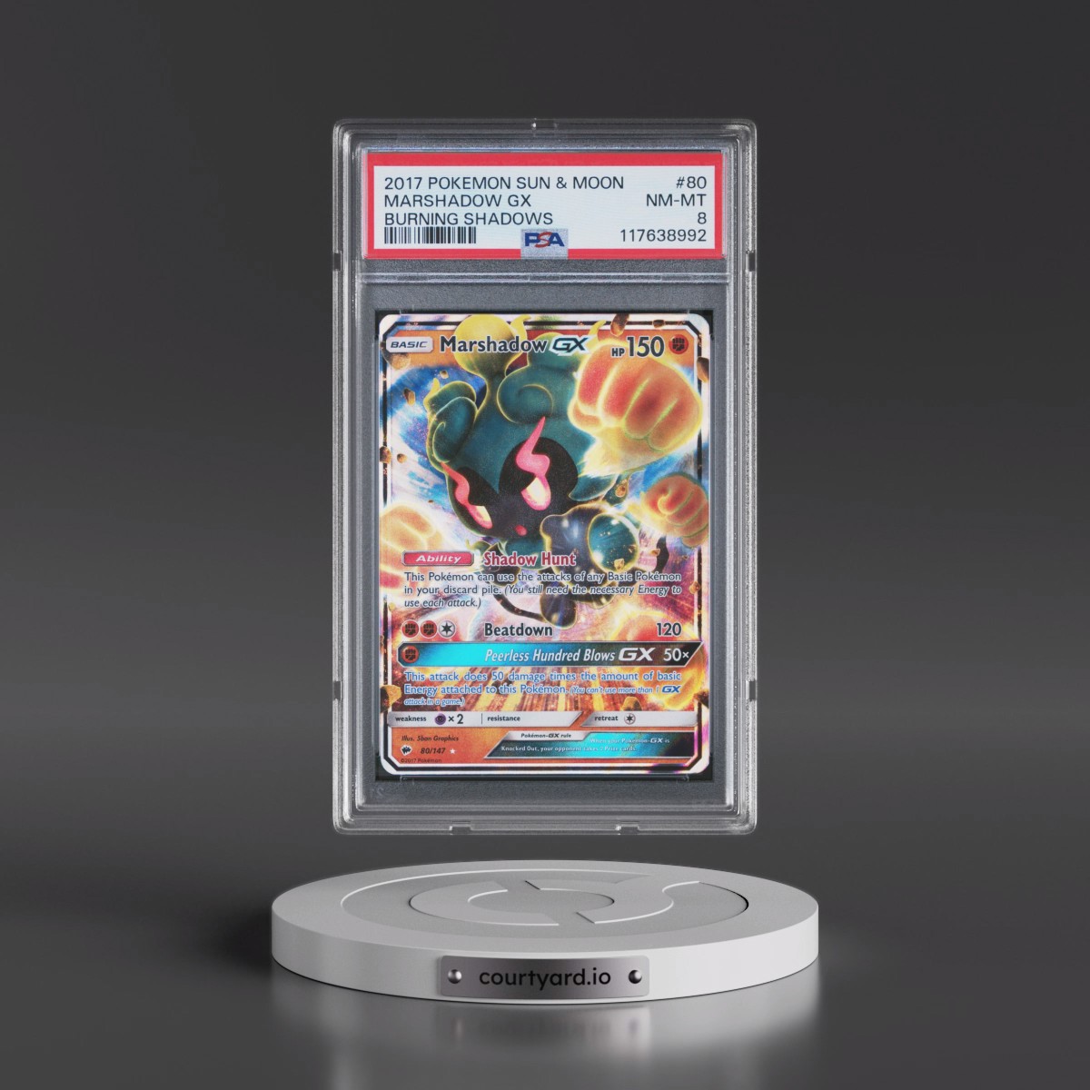 2017 Pokémon Sun & Moon Burning Shadows #80 Marshadow GX - Holo (PSA 8 NM-MT)