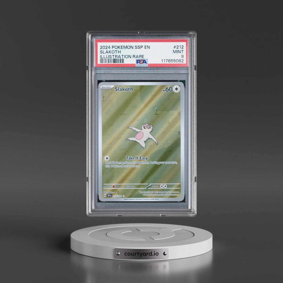 2024 Pokémon Ssp EN-Surging Sparks #212 Slakoth - Illustration Rare (PSA 9 MINT)