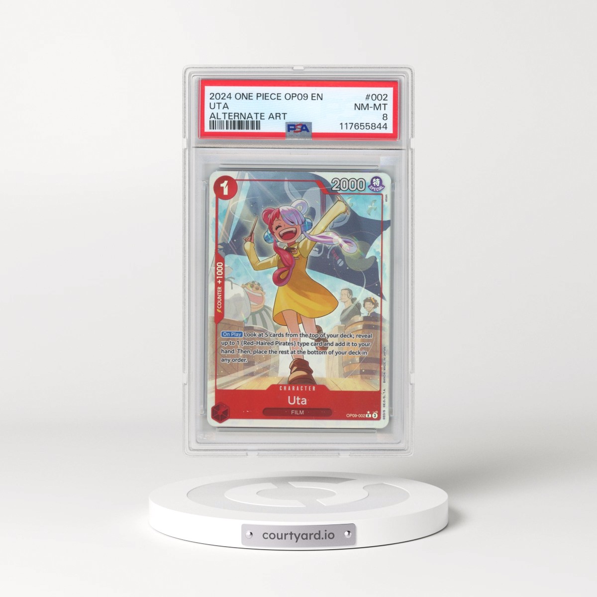 2024 One Piece OP09-Emperors in the New World #002 Uta - Alternate Art (PSA 8 NM-MT)