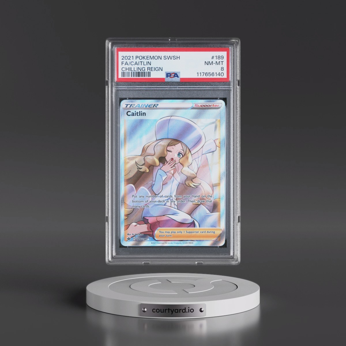 2021 Pokémon Sword & Shield Chilling Reign #189 Caitlin - Full Art (PSA 8 NM-MT)