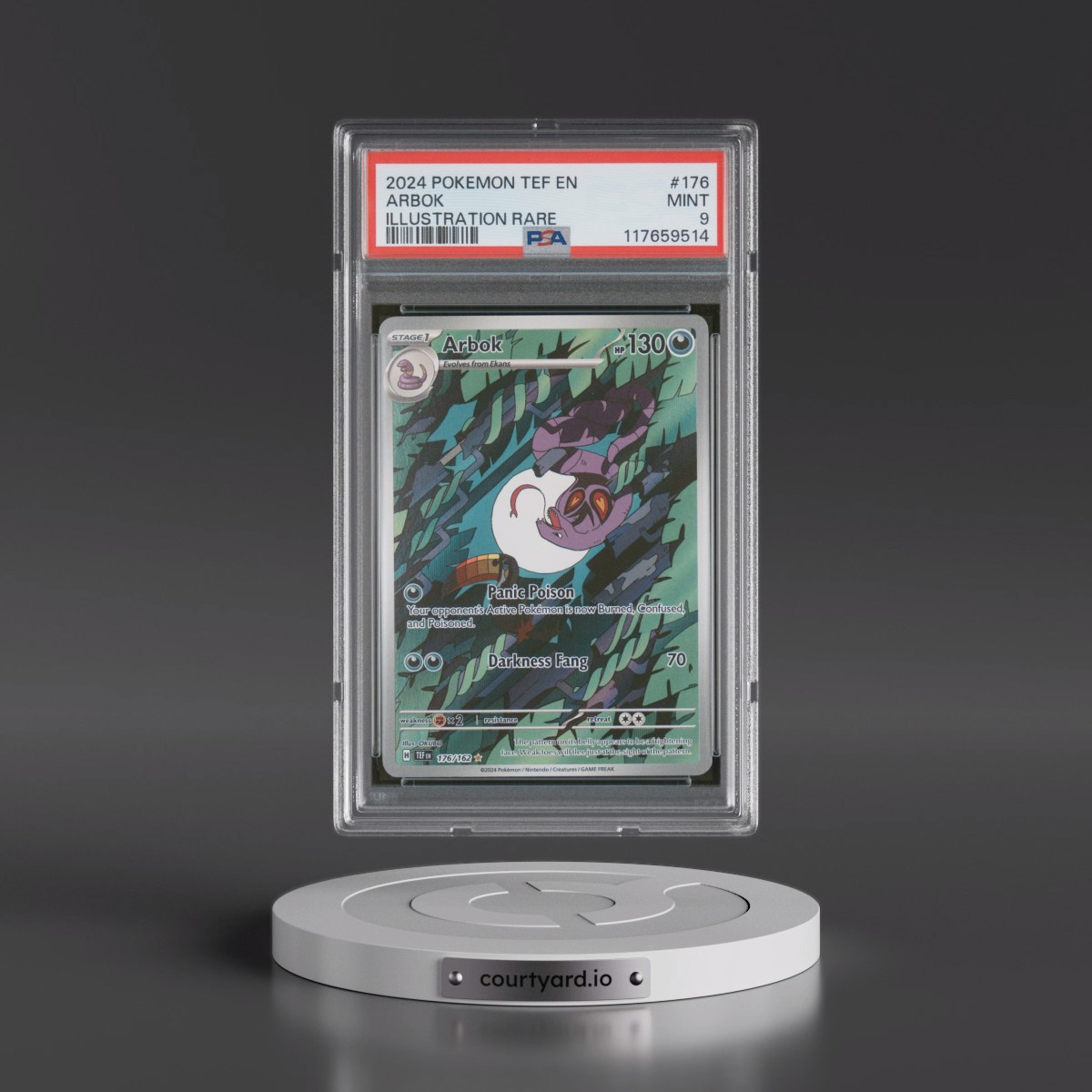 2024 Pokémon Tef EN-Temporal Forces #176 Arbok - Illustration Rare (PSA 9 MINT)