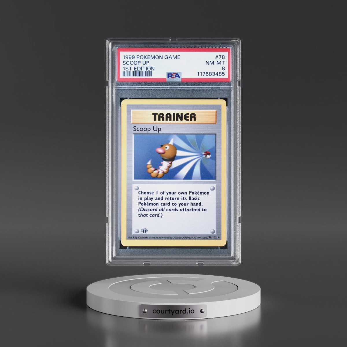 1999 Pokémon Game #78 Scoop Up - 1st Edition (PSA 8 NM-MT)