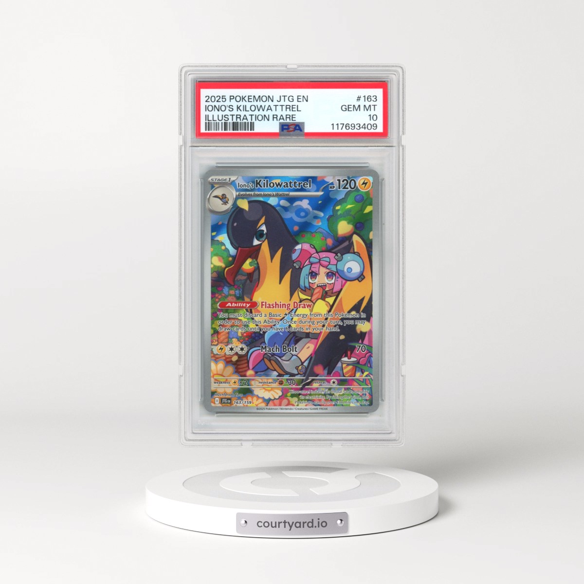 2025 Pokémon Jtg EN-Journey Together #163 Iono's Kilowattrel - Illustration Rare (PSA 10 GEM MINT)