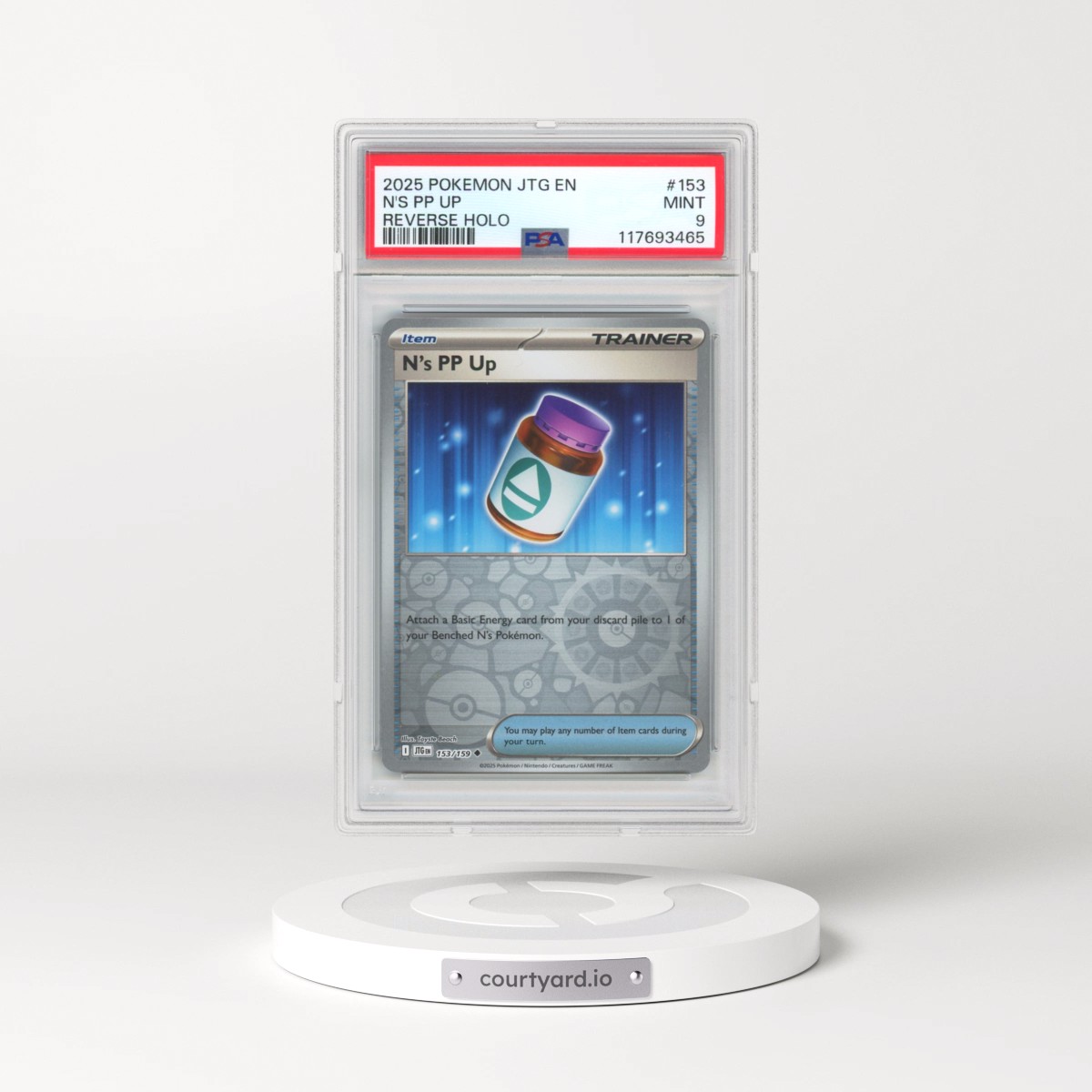 2025 Pokémon Jtg EN-Journey Together #153 N's PP Up - Reverse Holo (PSA 9 MINT)